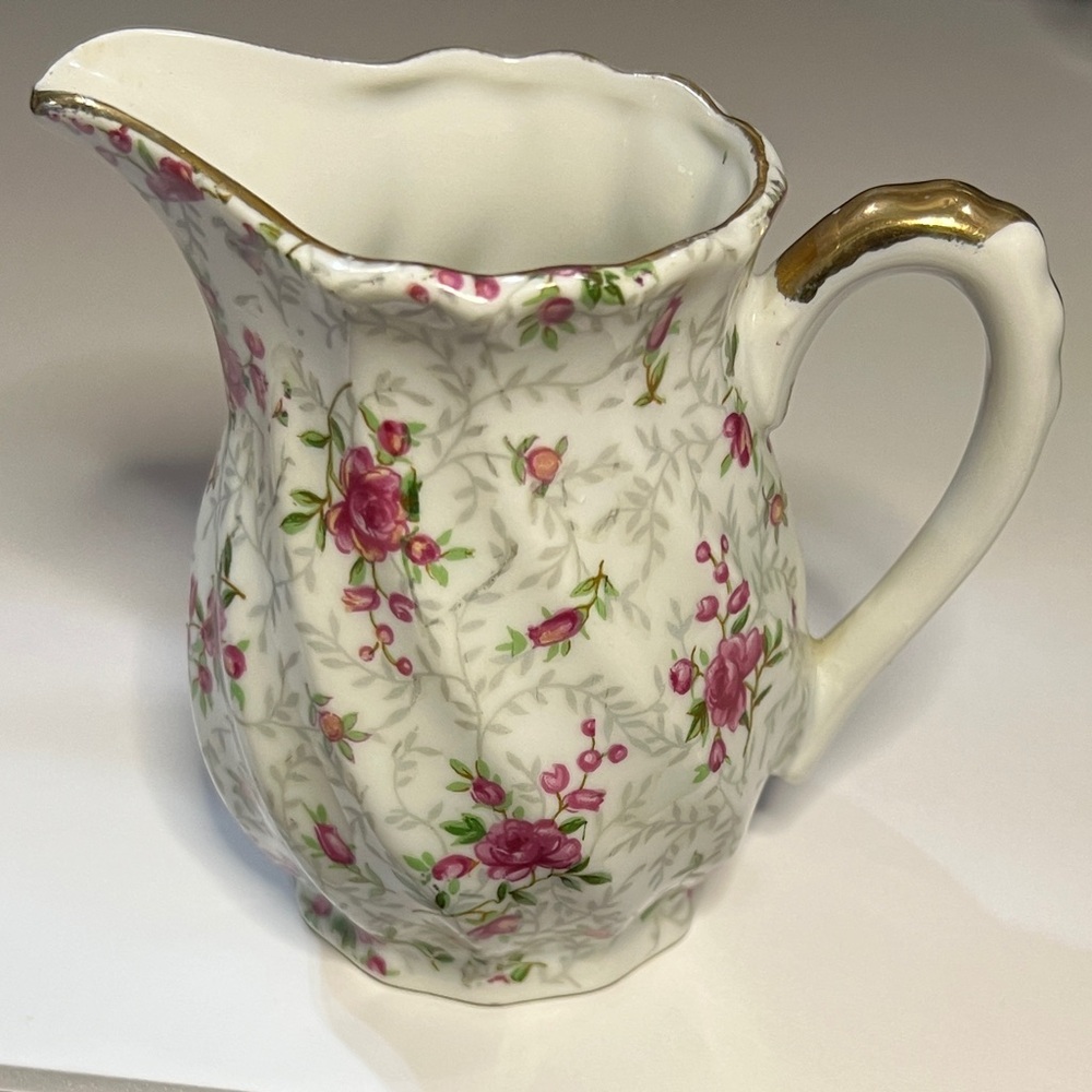 Vintage Porcelain Demitasse Creamer/Mini Pitcher Pink Flowers Inarco Japan